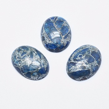 Kyanite/Cyanite/Disthene Cabochons, with Silver Line, Oval, 25x18~19x6~8mm