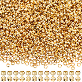 2000Pcs Brass Crimp Beads, Rondelle, Real 18K Gold Plated, 2x2x1mm, Hole: 1.2mm, 2000pcs/set