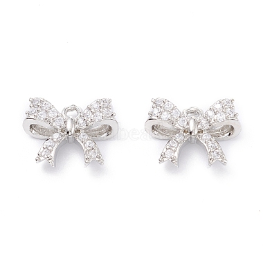 Platinum Clear Bowknot Brass+Cubic Zirconia Charms