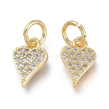 Brass Micro Pave Clear Cubic Zirconia Charms(ZIRC-Q024-06G)-2