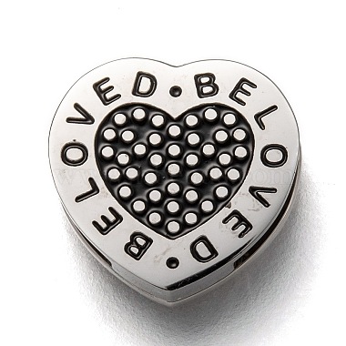 Stainless Steel Color Black Heart 304 Stainless Steel Slide Charms