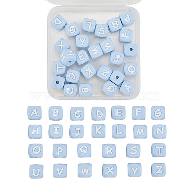 Light Sky Blue Cube Silicone Beads