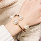 Alloy Wire Wrap with Plastic Pearl Cuff Bangle(BJEW-K223-08KCG)-2