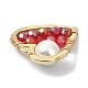 5pcs 5 pendentifs en perles de verre et de coquillages naturels de couleur(PALLOY-TA00076)-4