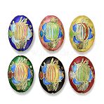 Handmade Cloisonne Beads, Oval with Fish Pattern, Mixed Color, 43x30x12mm, Hole: 1.8~2mm(CLB-Z001-02G)