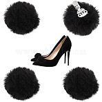 4Pcs Wool Pompom Ball Shoe Buckle Clips, Detachable Shoe Decoration, Black, 40mm(HJEW-WH00196)