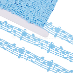 20 Yards Polyester Musical Note Lace Trim Ribbon, Garment Accessories, Sky Blue, 1-1/8 inch(28mm)(OCOR-GF0004-44E)
