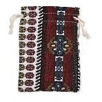 Ethnic Printed Polycotton Drawstring Storage Bags, Rectangle, Colorful, 13.5~14x9.5x0.7cm(FB-CBA307F-01A)