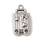 304 Stainless Steel Pendants, Luggage Case Charm, Stainless Steel Color, 17.5x10x5mm, Hole: 1.4mm(STAS-K255-29P)