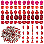 270Pcs 8 Styles Sew on Rhinestone, Multi-strand Links, Glass Rhinestone, with Brass Prong Settings, Garments Accessories, Faceted, Heart/Teardrop/Horse Eye, Platinum & Golden, 5~14x4~10x4~7.2mm, Hole: 0.8~1.5mm(RGLA-OC0001-48)