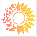 PET Plastic Drawing Painting Stencils Templates, Square, White, Sun Pattern, 30x30cm(DIY-WH0244-110)