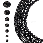 7 Strands 7 Styles  Opaque Solid Color Glass Beads Strands, Faceted, Rondelle, Black, 2.5~10x2~8mm, Hole: 0.4~1mm, 1 strand/style(EGLA-GO0001-02C)