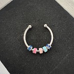 304 Stainless Steel Enamel Disc Beaded Adjustable Open Rings, Relieve Anxiety Cuff Rings, Stainless Steel Color, Colorful, Inner Diameter: Adjustable(FS-WGAD8B0-02)