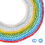 10 Strands 10 Colors Electroplate Glass Beads Strands, Pearl Luster Plated, Faceted, Rondelle, Mixed Color, 4x3mm, Hole: 0.4mm, about 113~115pcs/strand, 16.14~16.34 inch(41~41.5cm), 1 strand/color(EGLA-WR0001-07A)