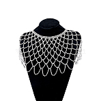 Rhinestone Long Tassel Shawl, Women Wraps, Crystal, 670x165mm(AJEW-WH0609-846)