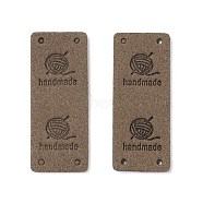 PU Leather Labels, Handmade Embossed Tag, with Holes, for DIY Jeans, Bags, Shoes, Hat Accessories, Rectangle, Coffee, 51x21x1.5mm, Hole: 1.8mm(DIY-C057-01D)