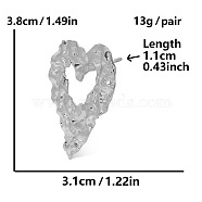 Stylish Heart-shaped Stud Earrings for Women, High-end Fashion Jewelry, Platinum, 38x31mm(OT2991-1)