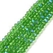 Electroplate Glass Beads Strands, Half Rainbow Plated, Faceted, Rondelle, Medium Sea Green, 6x5mm, Hole: 1mm, about 85~88pcs/strand, 16.1~16.5 inch(41~42cm)(X1-EGLA-A034-T6mm-L08)