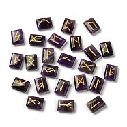 24Pcs Rectangle Natural Amethyst Rune Stones, Healing Stones for Chakras Balancing, Crystal Therapy, Meditation, Reiki, Divination, 20x15x6.5mm(G-K335-06B)