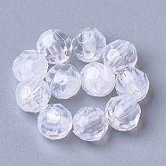 Acrylic Beads, Imitation Gemstone, Faceted, Round, Clear & White, 6mm, Hole: 1.6mm(X-OACR-T006-186A-01)