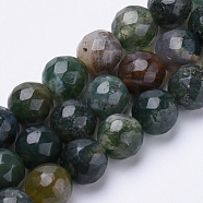 Natural Moss Agate Beads Strands, Faceted, Round, 6mm, Hole: 1mm, about 62pcs/strand, 15.3 inch(G-S281-26-6mm)