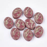 Plating Acrylic Beads, Metal Enlaced, Oval with Woman, Pale Violet Red, 17.5~18x13x6mm, Hole: 1.8mm, about 580pcs/500g(PACR-T008-05B)