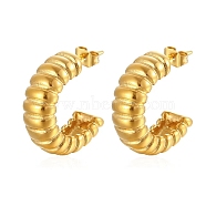 304 Stainless Steel Arch Stud Earrings, Half Hoop Earrings, Golden, 22x8mm(FU7272-1)