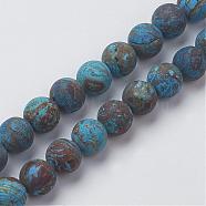 Natural Chrysocolla Round Bead Strands, Dyed & Heated, Frosted, 12mm, Hole: 1.5mm, about 30pcs/strand, 15.5 inch(39.5cm)(G-G969-12mm)