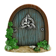 Dollhouse Wood Fairy Garden Door, Light Blue, 100x94x10mm(PW-WG12545-02)