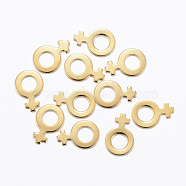 201 Stainless Steel Charms, Symbol-Female, Golden, 11x7.5x0.8mm, Hole: 4mm(STAS-H557-19G)