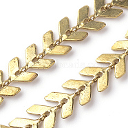 3.28 Feet Brass Chains, Soldered, Fishbone, Raw(Unplated), 7x6mm(X-CHC-R128-03C)