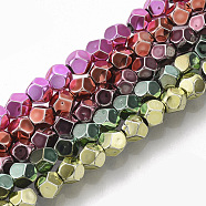 Electroplate Non-magnetic Synthetic Hematite Beads Strands, Faceted, Polygon, Mixed Color, 4x4x4mm, Hole: 0.5mm, about 100~102pcs/strand, 15.94 inch(40.5cm)(G-S365-013B)