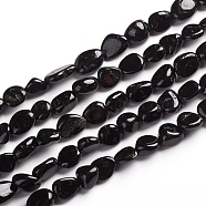 Natural Black Tourmaline Beads Strands, Tumbled Stone, Nuggets, 6.5~9.5x5.5~7.5x3.5~5.5mm, Hole: 0.8mm, about 50pcs/Strand, 15.67 inch(39.8cm)(G-D0002-B39)