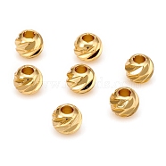 Carved Brass Spacer Beads, Round, Golden, 5x4mm, Hole: 1.8mm(X-KK-D160-25G)
