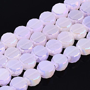 Electroplate Transparent Glass Beads Strands, AB Color Plated, Imitation Jade Glass, Faceted, Flat Round, Lavender, 5.5x6x3.5mm, Hole: 1.2mm, about 98~100pcs/strand, 20.87~21.26 inch(53cm~54cm)(EGLA-Q125-002-B02)