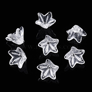 Transparent Glass Beads Caps, Greenish Lily Flower, Clear, 10x12.5x12mm, Hole: 1.5mm(GLAA-A011-09D)