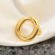 Brass Open Cuff Rings for Women, Oval, Inner Diameter: 16mm(RJEW-F171-01G-02)