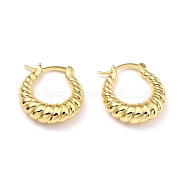 Brass Hoop Earrings, Long-Lasting Plated, Oval, Real 18K Gold Plated, 20.3x18.3x5.4mm, Pin: 1mm(X-EJEW-D273-02G)