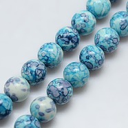 Synthetic Ocean White Jade Beads Strands, Dyed, Round, Deep Sky Blue, 10mm, Hole: 1mm, about 38pcs/strand, 15.15 inch(X-G-C219-10mm-02)