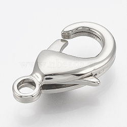 304 Stainless Steel Lobster Claw Clasps, teardrop, Stainless Steel Color, 9x6x3mm, Hole: 1mm(STAS-T033-25A)