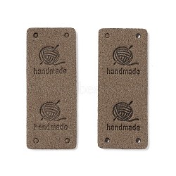 PU Leather Labels, Handmade Embossed Tag, with Holes, for DIY Jeans, Bags, Shoes, Hat Accessories, Rectangle, Coffee, 51x21x1.5mm, Hole: 1.8mm(DIY-C057-01D)