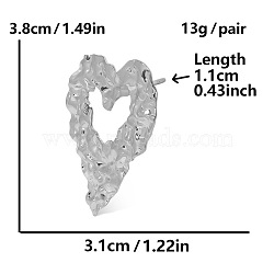 Stylish Heart-shaped Stud Earrings for Women, High-end Fashion Jewelry, Platinum, 38x31mm(OT2991-1)