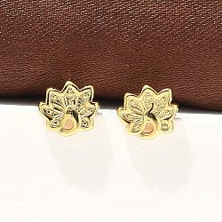 Peacock Brass Stud Earrings, Long-Lasting Plated, Lead Free & Cadmium Free, Real 18K Gold Plated, 6.5x7.5mm(EJEW-S252-01G)