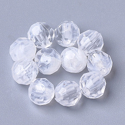 Acrylic Beads, Imitation Gemstone, Faceted, Round, Clear & White, 6mm, Hole: 1.6mm(X-OACR-T006-186A-01)