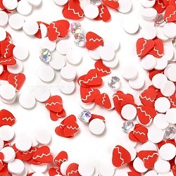 Handmade Polymer Clay Cabochons, Broken Heart, Red, 4-6.5x4-6.5x0.5-3mm(CLAY-Q004-01A)