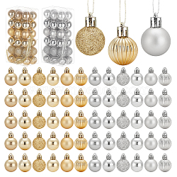 AHADERMAKER 2 Sets 2 Colors Plastic Ball Hanging Pendant Decorations, with Ropes, for Christmas Tree Decoration Accessories, Mixed Color, 40.5~41x29~29.5mm, Hole: 4mm, 6pcs/style, 1 set/color(DIY-GA0005-40A)