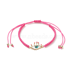 Brass Eye Link Bracelet for Women, Hot Pink, Inner Diameter: 1-3/4 inch(4.6cm)~1-7/8 inch(4.8cm)(BJEW-JB09025)