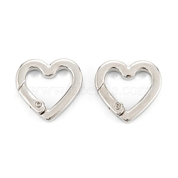 Zinc Alloy Spring Gate Rings, Heart Rings, Platinum, 21x21.5x4mm(PALLOY-L233-01B-P)