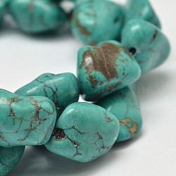 Dyed Nuggets Natural Howlite Beads Strands, Light Sea Green, 11~17x10~17mm, Hole: 1mm, about 15.7 inch(G-M139-11-A)