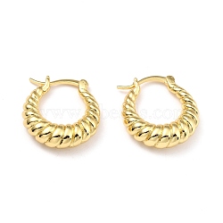 Brass Hoop Earrings, Long-Lasting Plated, Oval, Real 18K Gold Plated, 20.3x18.3x5.4mm, Pin: 1mm(X-EJEW-D273-02G)